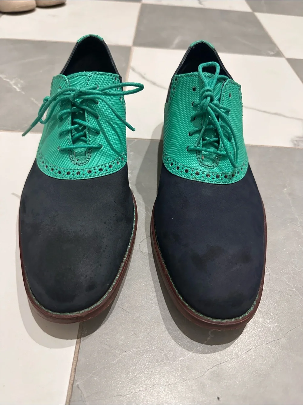 Men's Cole Haan Two-Tone Navy and Teal Lace-Up Dress Shoes